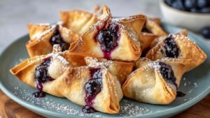 Air Fryer Blueberry Cheesecake Wontons.