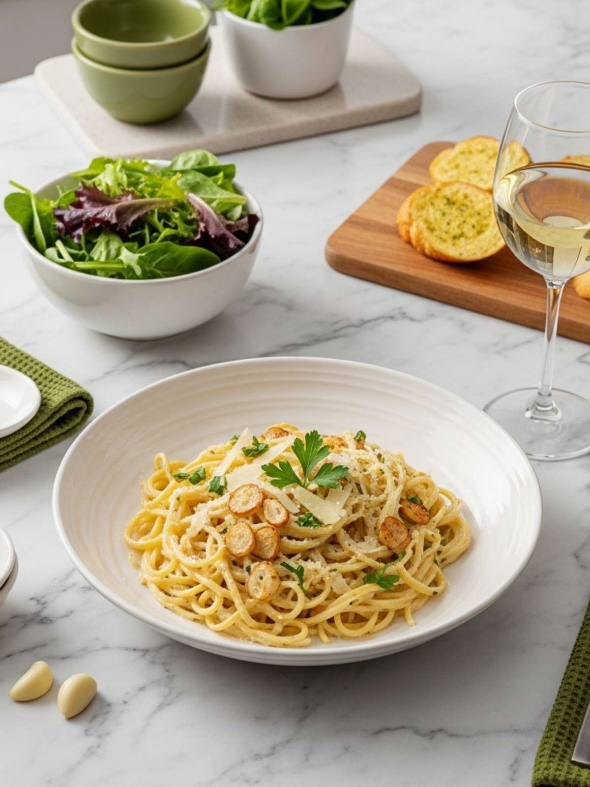 Creamy garlic pasta with herbs Creamy garlic pasta with herbs