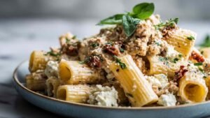 High protein turkey pasta with ricotta.