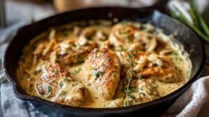 Protein Packed Garlic Cream Chicken Skillet.