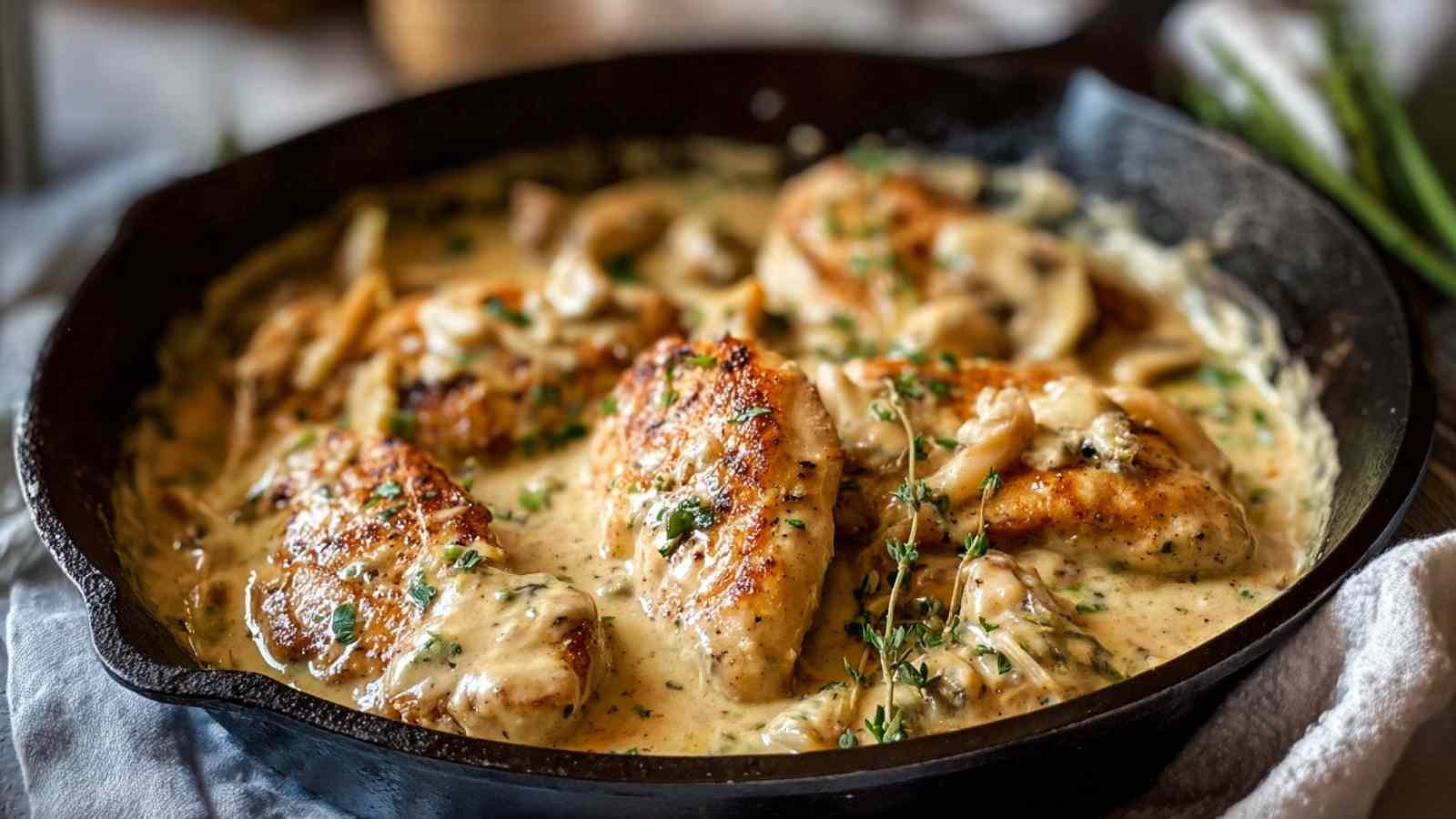 Protein Packed Garlic Cream Chicken Skillet