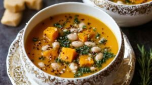 Savory Butternut Squash White Bean Soup.