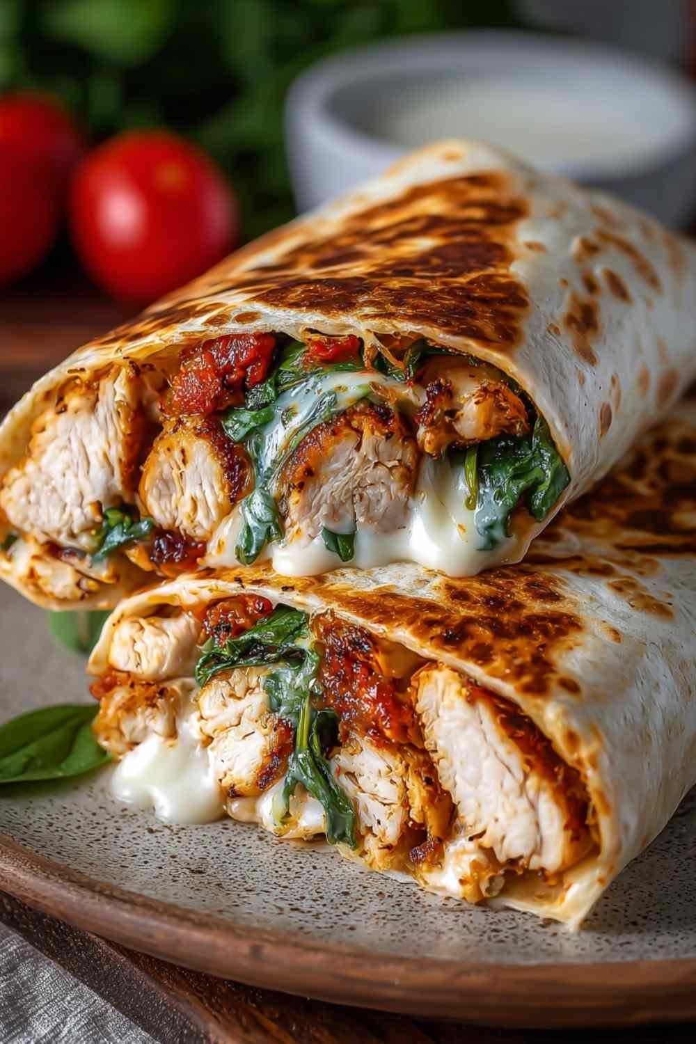 Air Fryer Chicken Mozzarella Wraps.