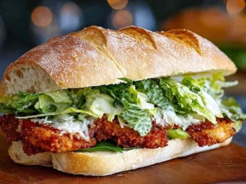 Assembled Crispy Chicken Caesar Sandwich