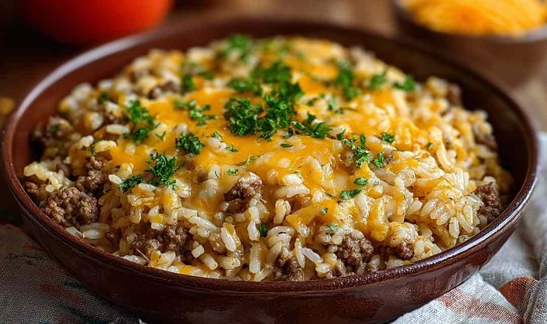 Cheesy Hamburger Rice Casserole