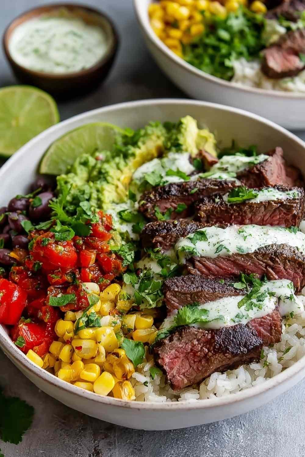 Cilantro Lime Steak Bowls - Easy Weeknight Dinner Recipe Ready in About an Hour.