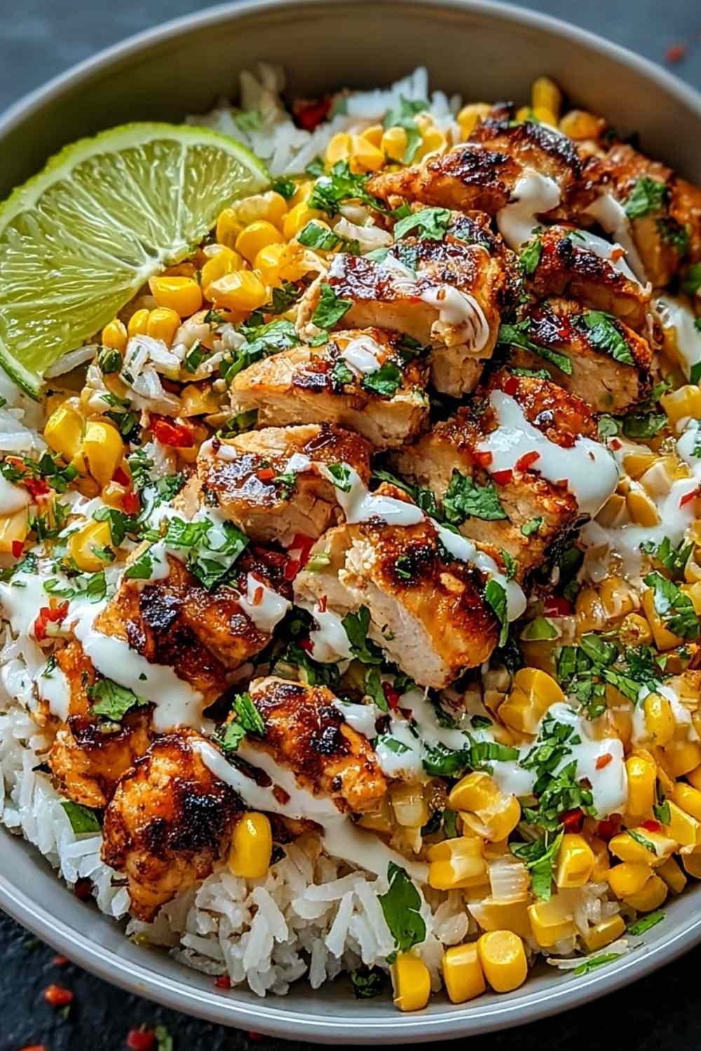 Completed Street Corn Chicken Rice Bowl