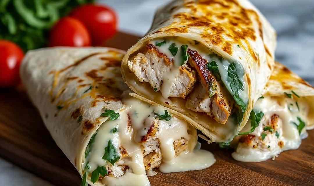 Cheesy Garlic Chicken Wraps