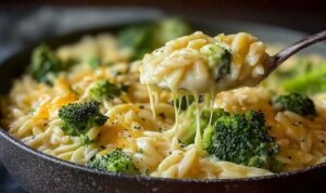 Finished Creamy One-Pot Broccoli Cheddar Orzo
