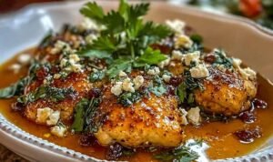 Finished Hot Honey Feta Chicken on Serving Platter.