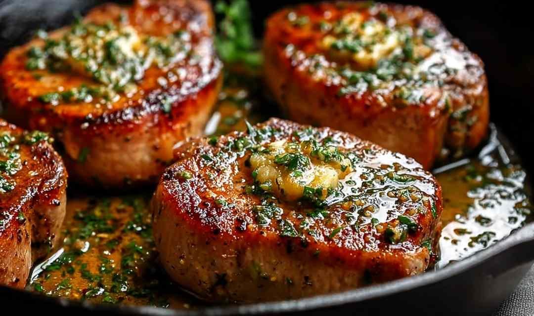 Garlic Butter Pan Seared Pork Chops
