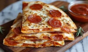 Golden Pepperoni Pizzadilla on Cutting Board.