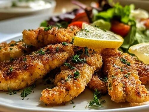 Grilled Greek Chicken Tenders on Serving Platter