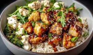 Hot Honey Chicken Bowl - Easy 35 Minute Dinner Recipe.
