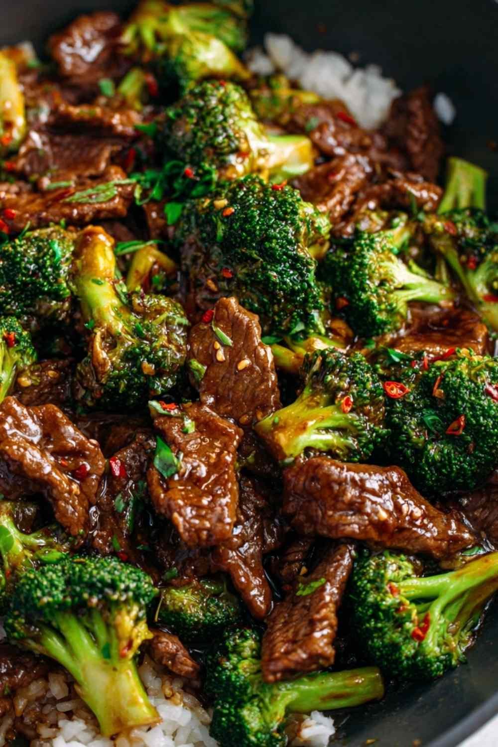 Homemade Chinese Beef and Broccoli with savory sauce