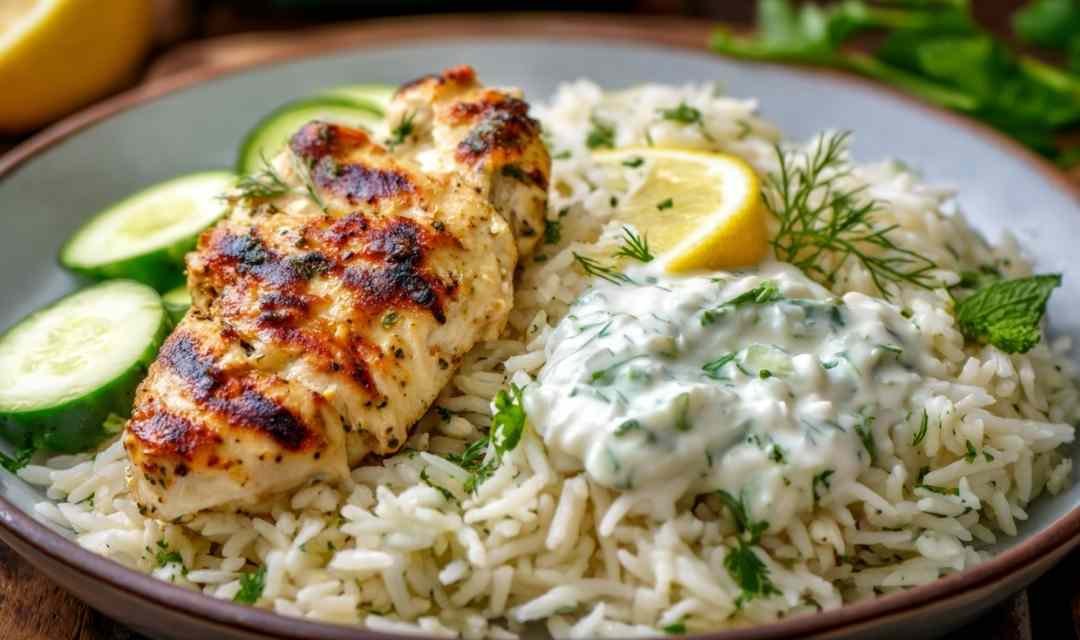 Dump-and-Bake Chicken Tzatziki with Rice