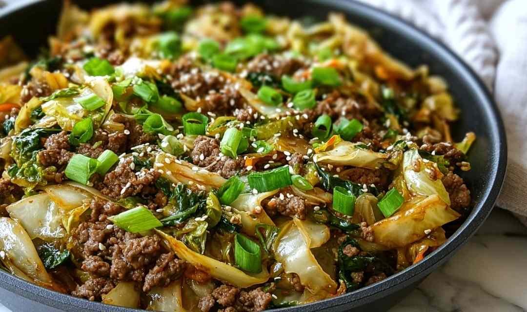Asian-Inspired Beef & Cabbage Skillet