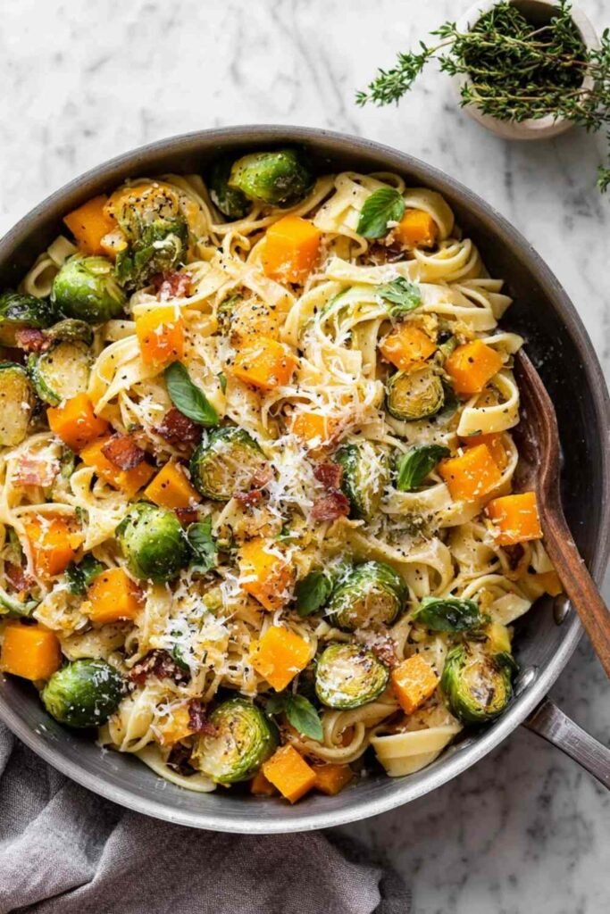 Bacon Brussels Sprouts Butternut Squash Pasta