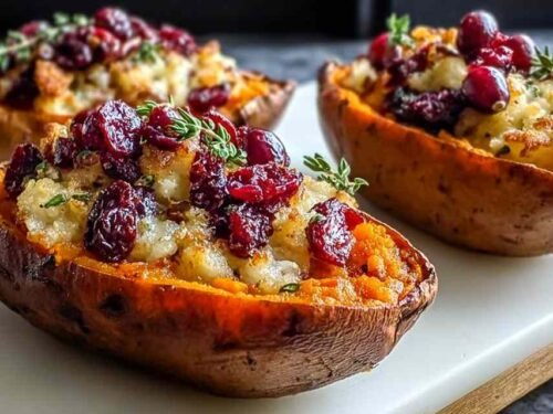 Cranberry Apple Twice-Baked Sweet Potatoes