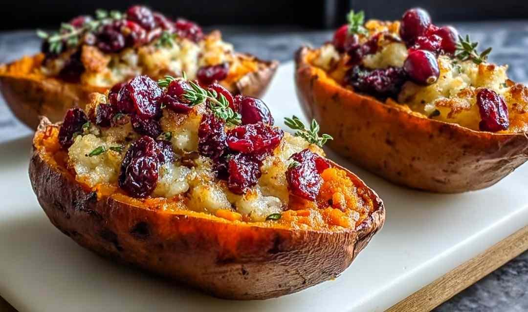 Cranberry Apple Twice-Baked Sweet Potatoes