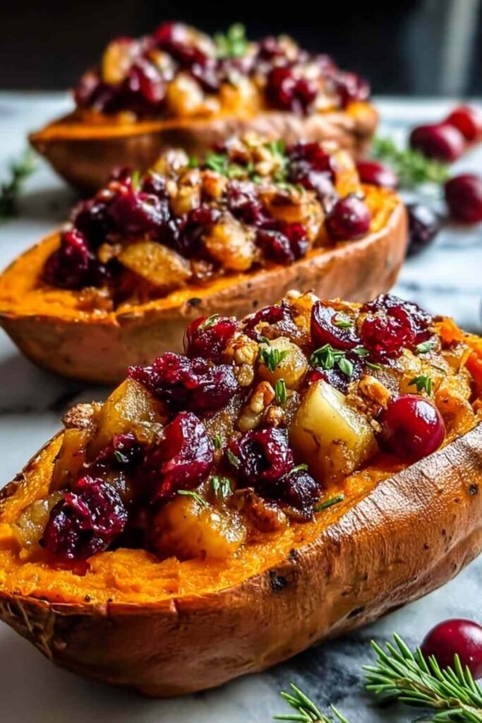 Cranberry Apple Twice-Baked Sweet Potatoes