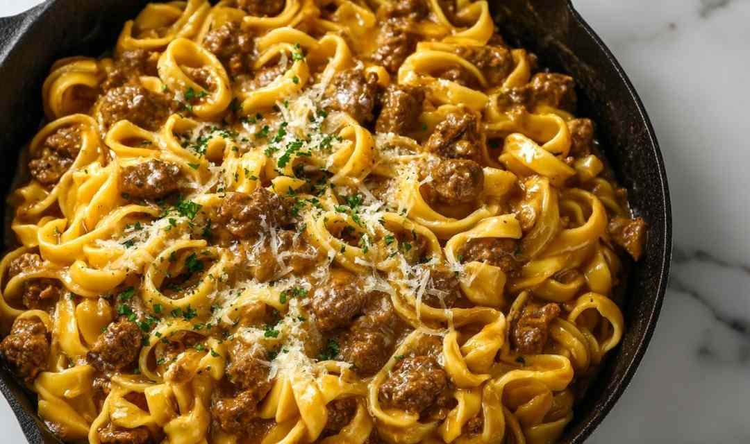 Creamy Beef and Garlic Butter Pasta