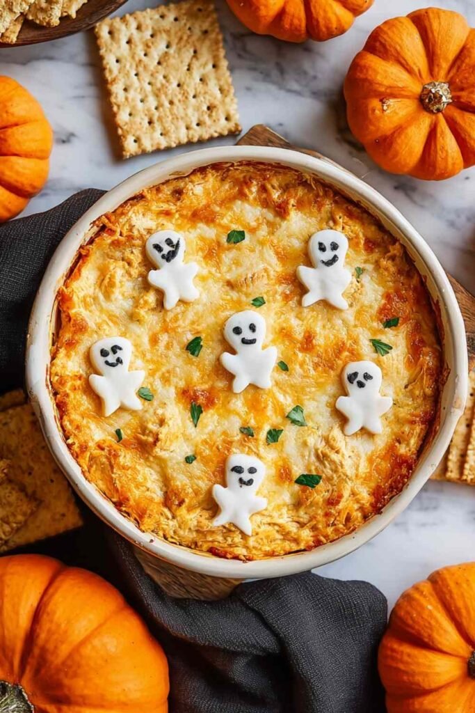 Halloween Buffalo Chicken Dip (Boo-ffalo Dip)