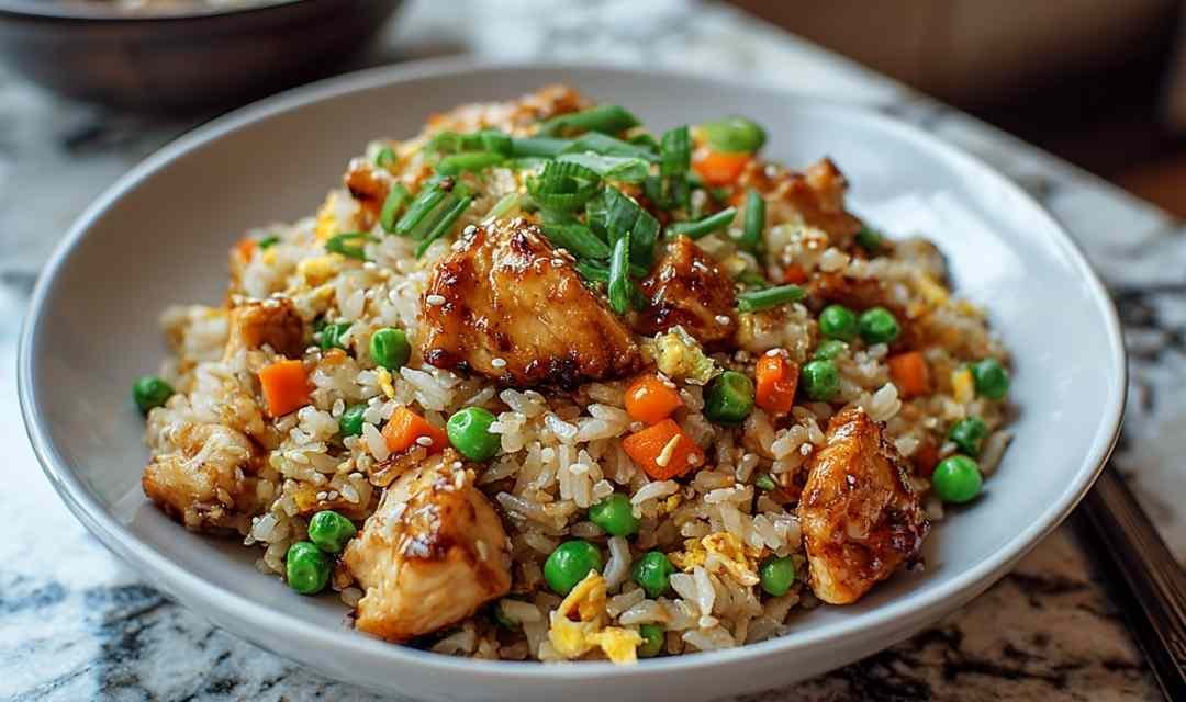 High Protein Crispy Garlic Chicken Fried Rice