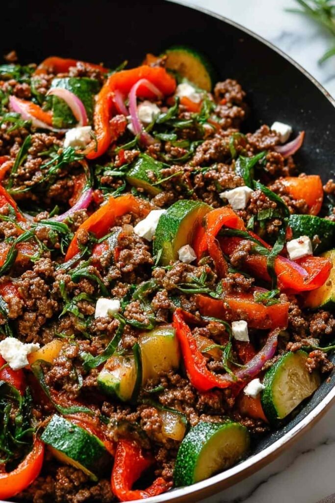 Mediterranean Ground Beef Stir-Fry