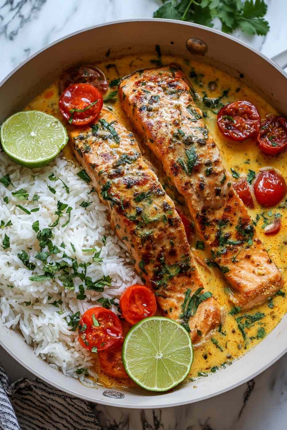 One-Pan Coconut Curry Salmon with Garlic Butter