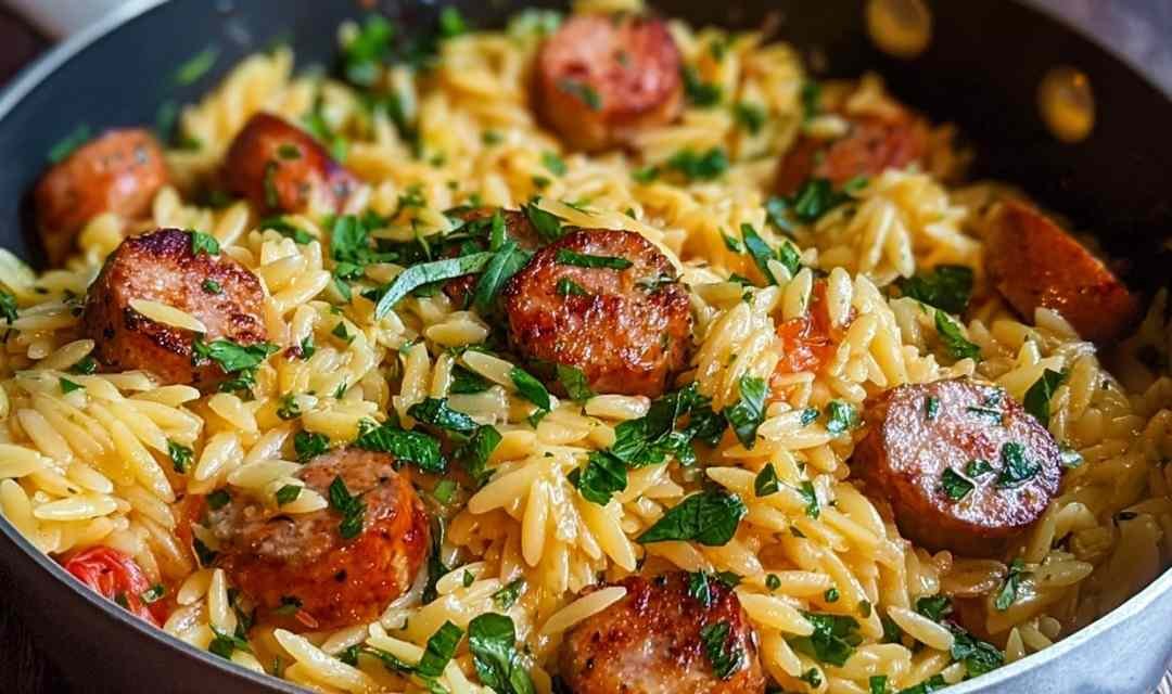 One-Pot Garlic Butter Sausage and Orzo