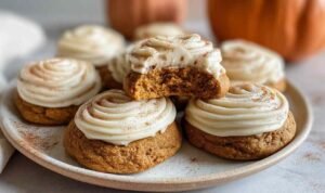 Soft Pumpkin Cookies with Cream Cheese Frosting