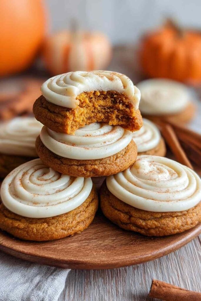 Soft Pumpkin Cookies with Cream Cheese Frosting