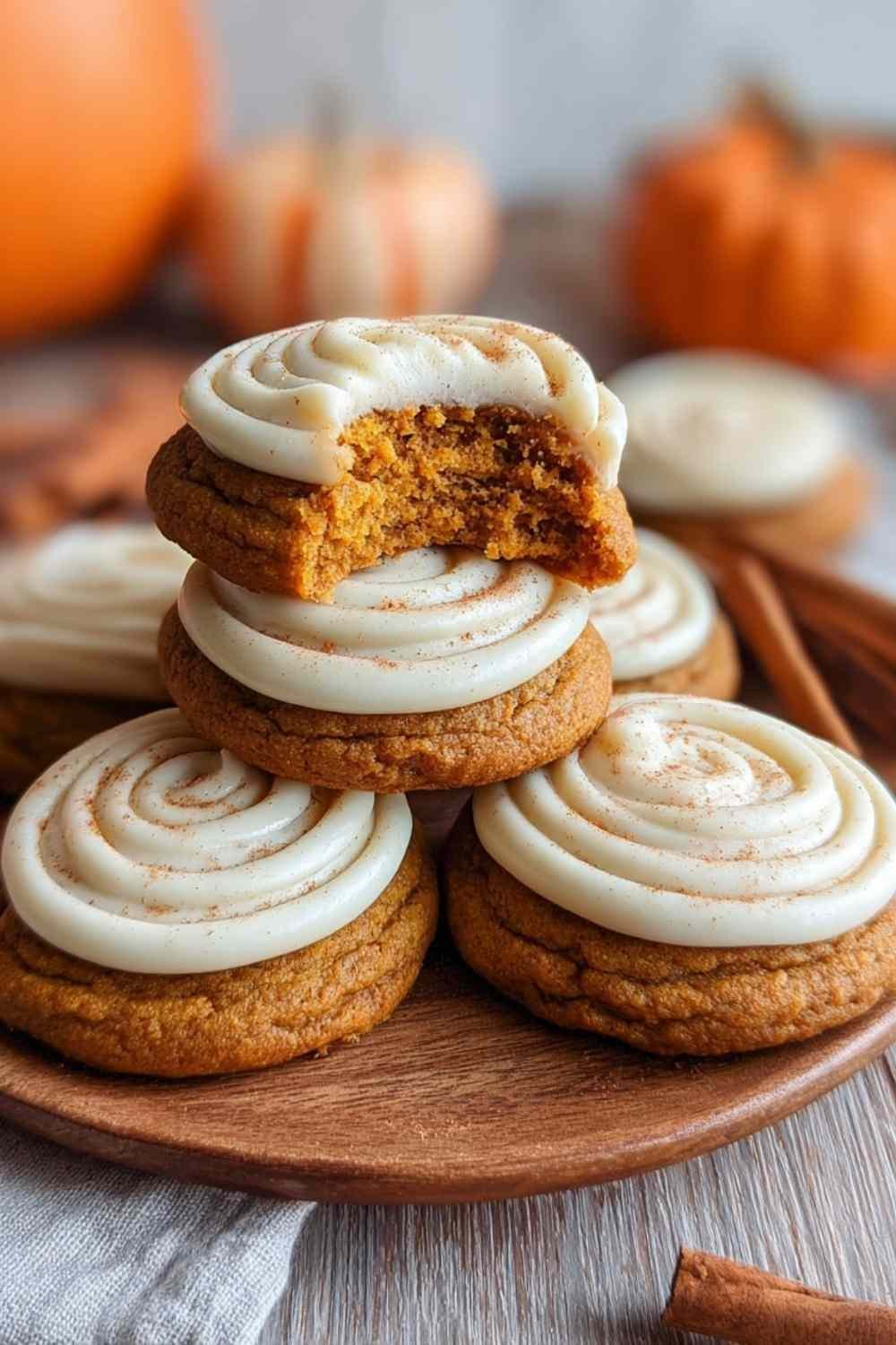 Soft Pumpkin Cookies with Cream Cheese Frosting