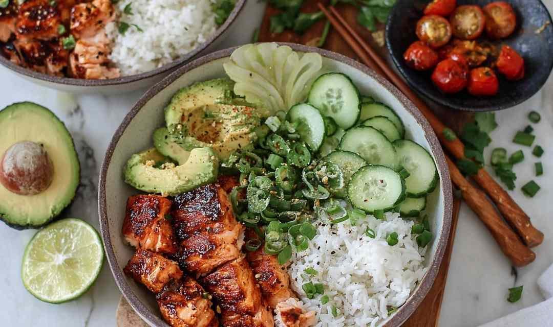 Spicy Salmon Bowls with Coconut Rice