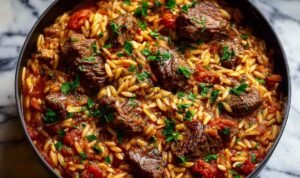Beef Giouvetsi Recipe (Greek Braised Beef and Orzo)