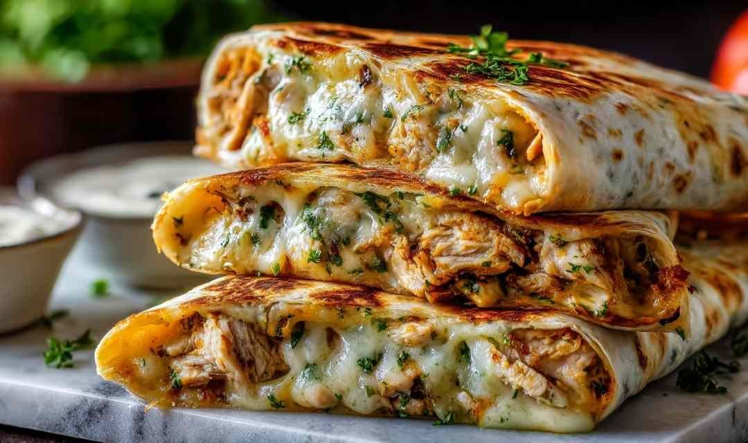 Cheesy Garlic Chicken Wraps