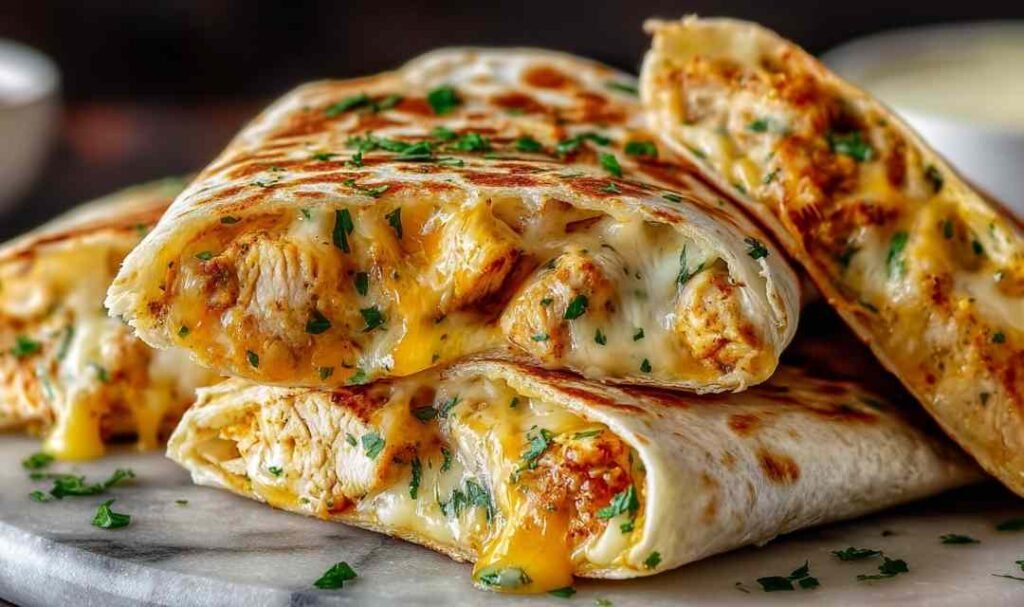 Cheesy Garlic Chicken Wraps