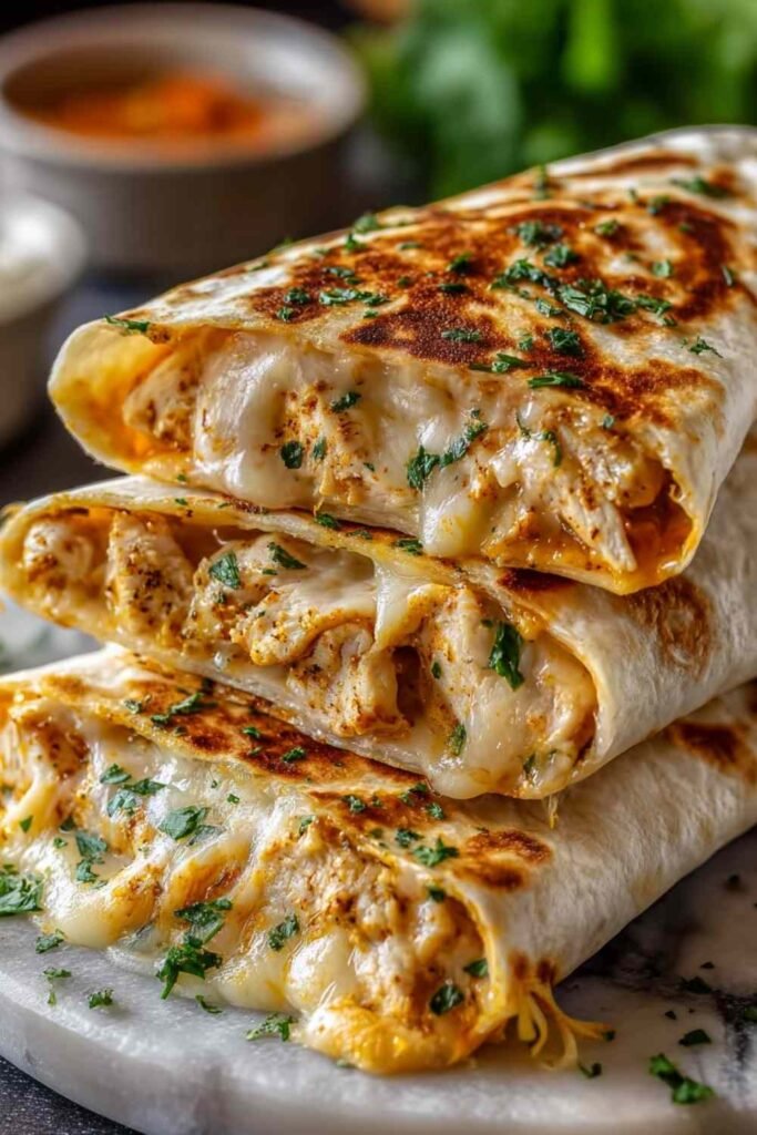 Cheesy Garlic Chicken Wraps