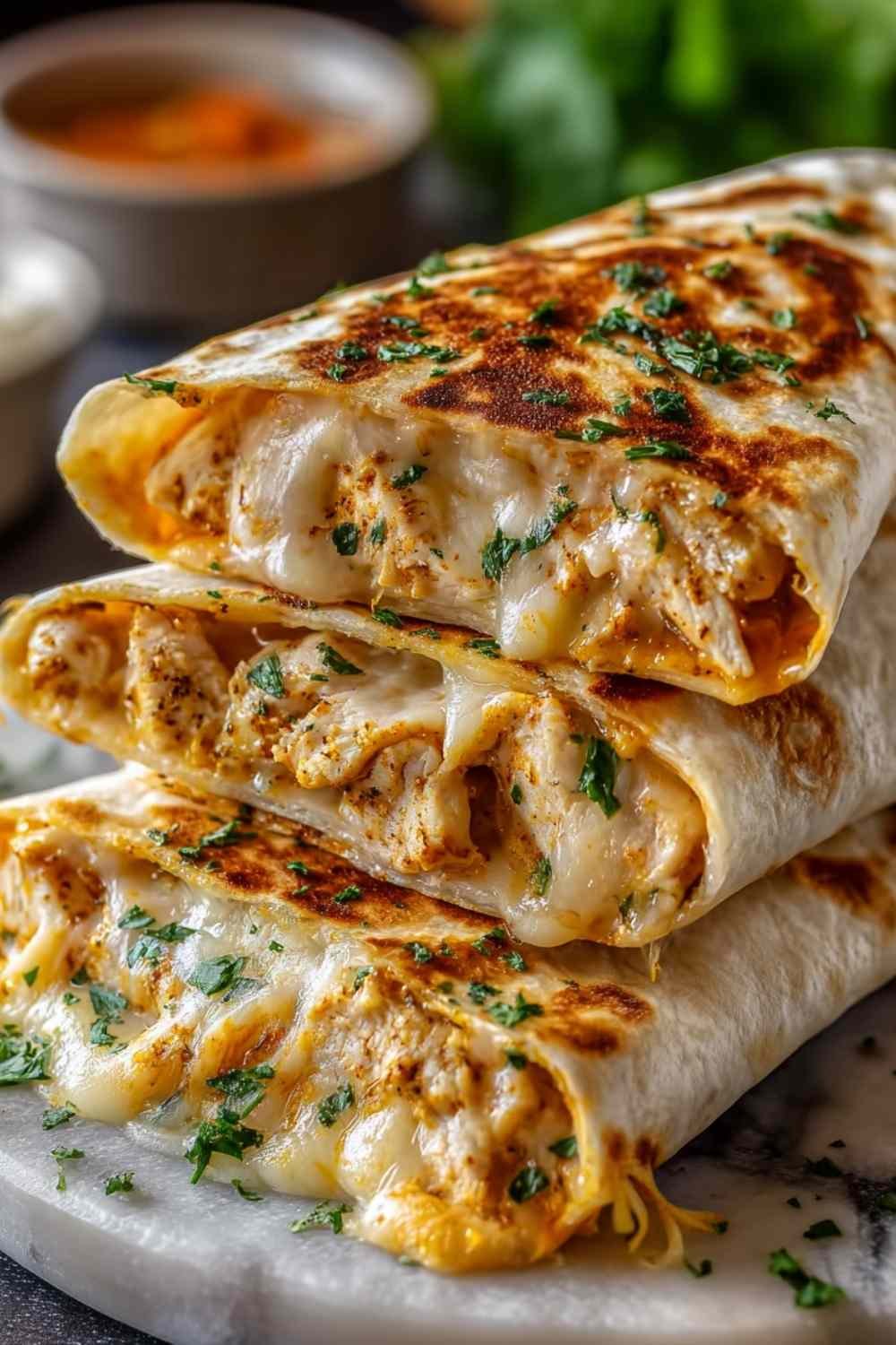 Cheesy Garlic Chicken Wraps