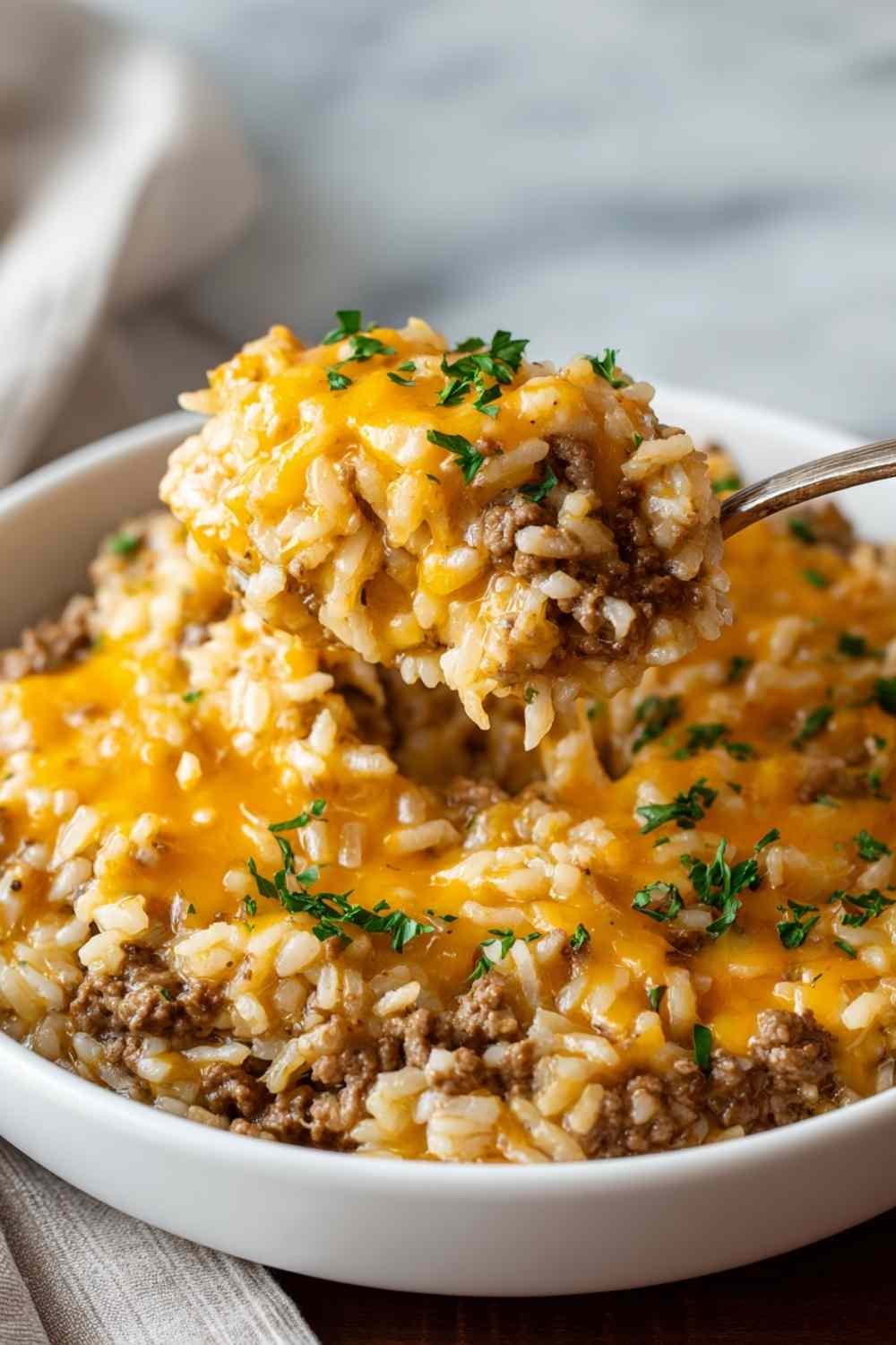 Cheesy Ground Beef and Rice Casserole