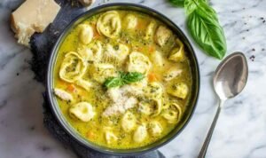 Chicken Pesto Tortellini Soup