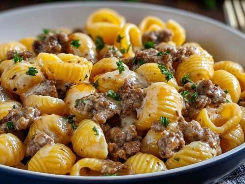 Creamy Beef and Shells