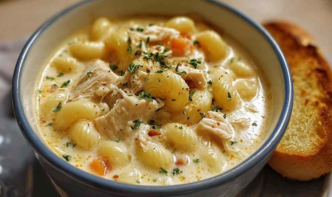 Creamy Chicken Macaroni Cheese Soup
