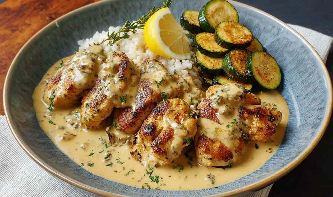 Creamy Lemon Butter Chicken with Crispy Zucchini