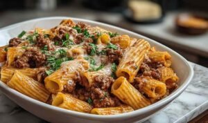 Creamy Parmesan Beef Rigatoni