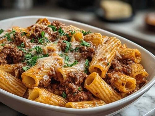 Creamy Parmesan Beef Rigatoni