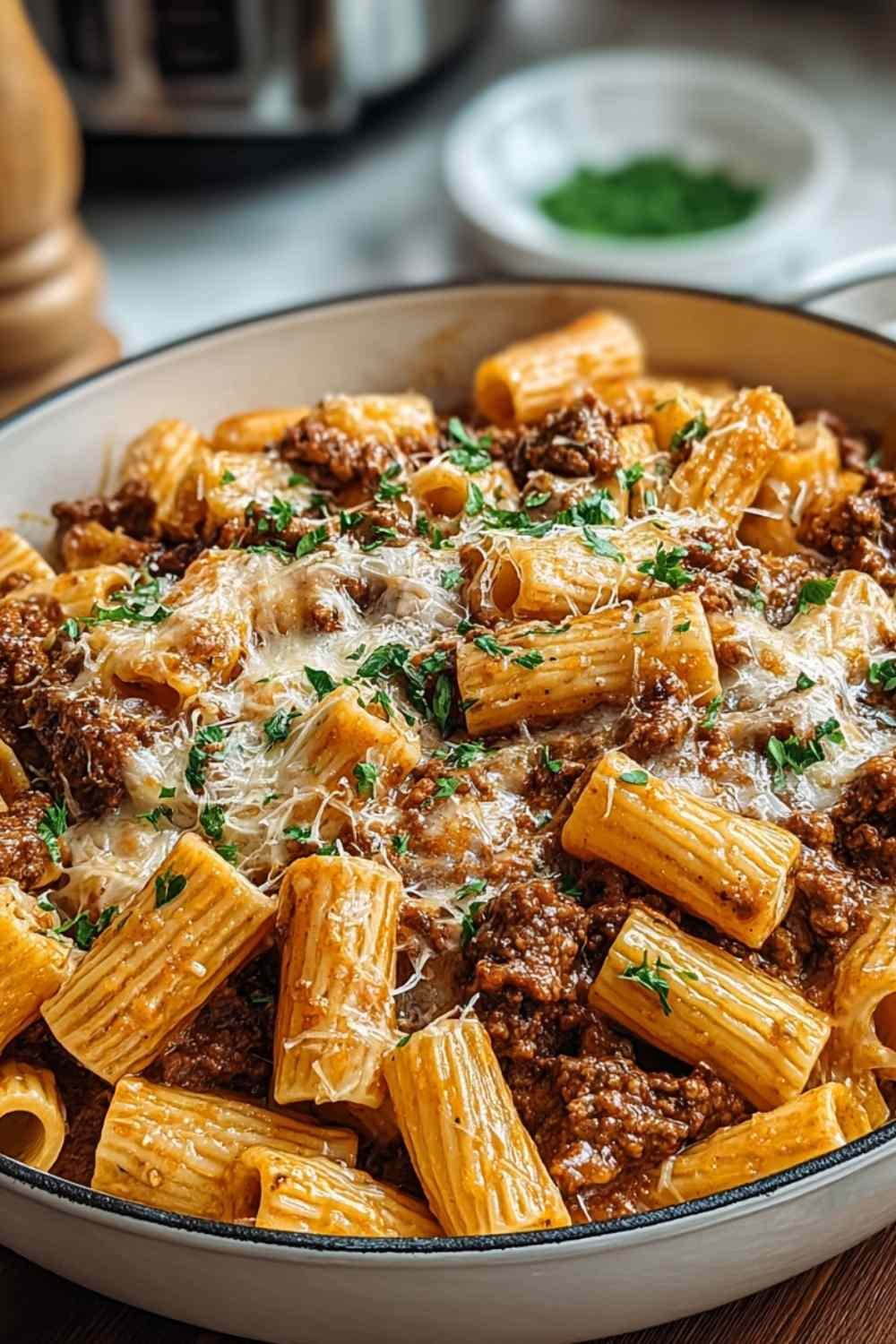 Creamy Parmesan Beef Rigatoni