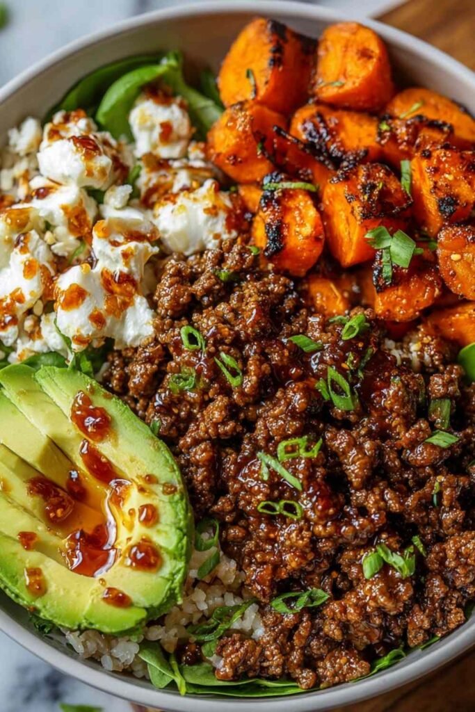 Ground Beef Hot Honey Bowl