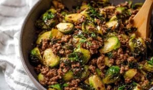 Ground Beef and Brussels Sprouts